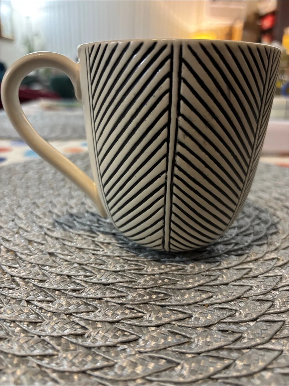 West Elm Blue and White Striped Ceramic Mug by Anthony Shapiro